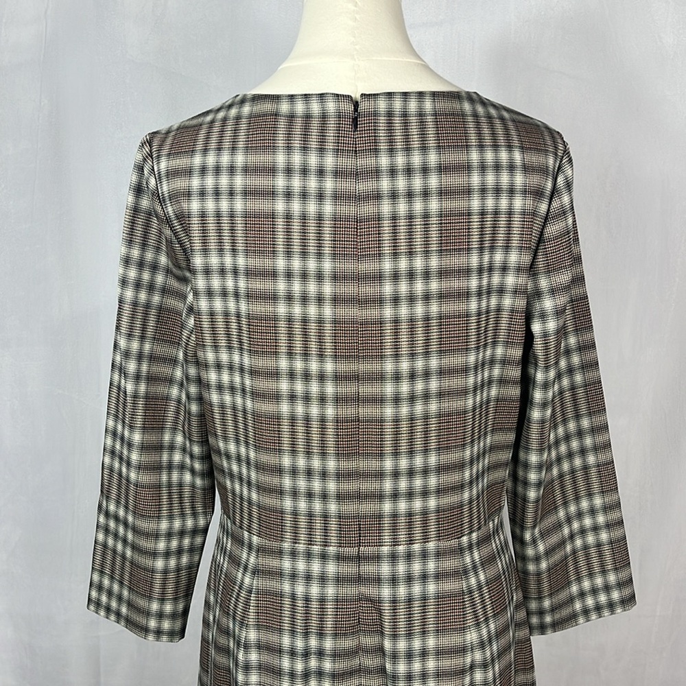 Theory Kamillina Multi Optical Plaid Wool Blend Dress. - Picture 8 of 12